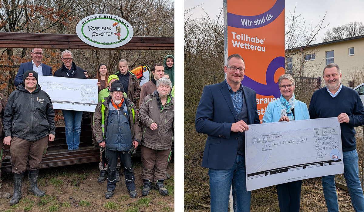 Oberhessen-Gas spendet jeweils 1.000 Euro an Teilhabe Wetterau und Schottener Soziale Dienste 