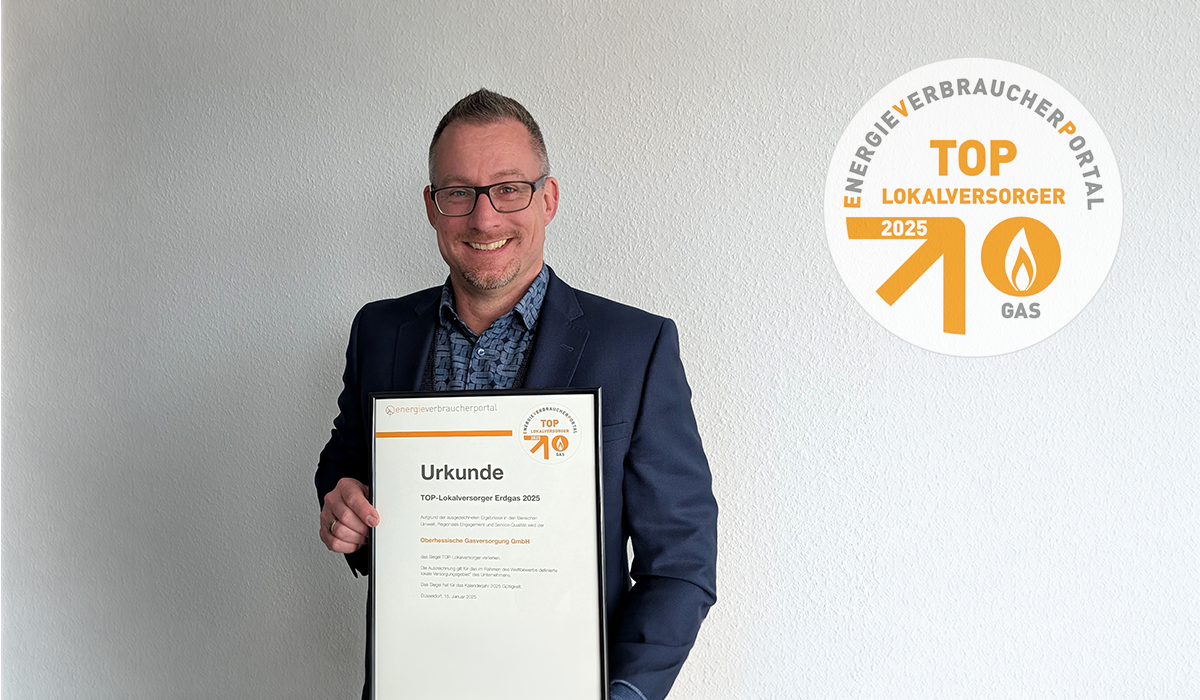  Oberhessen-Gas auch in diesem Jahr als TOP-Lokalversorger ausgezeichnet