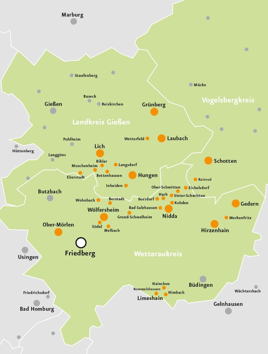 Vertriebsgebiet der Oberhessen-Gas