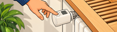 Hand am Heizkörperthermostat